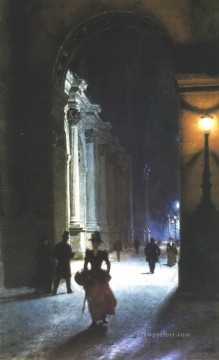 アレクサンダー・ギエリムスキー Painting - 夜のルーヴル美術館 アレクサンダー・ギエリムスキー 写実主義 印象派